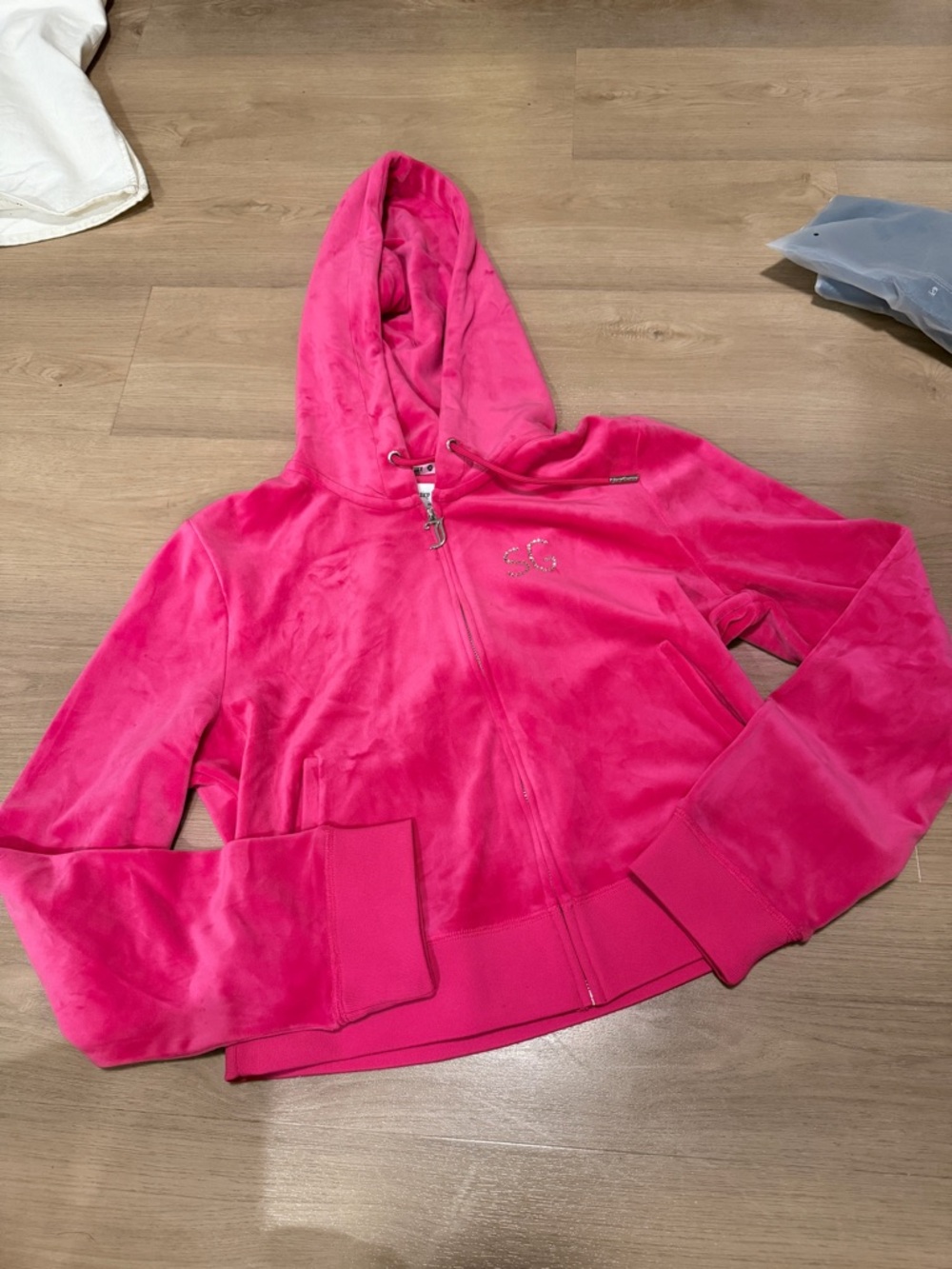 Juicy Couture Hot Pink Velour Zip Hoodie